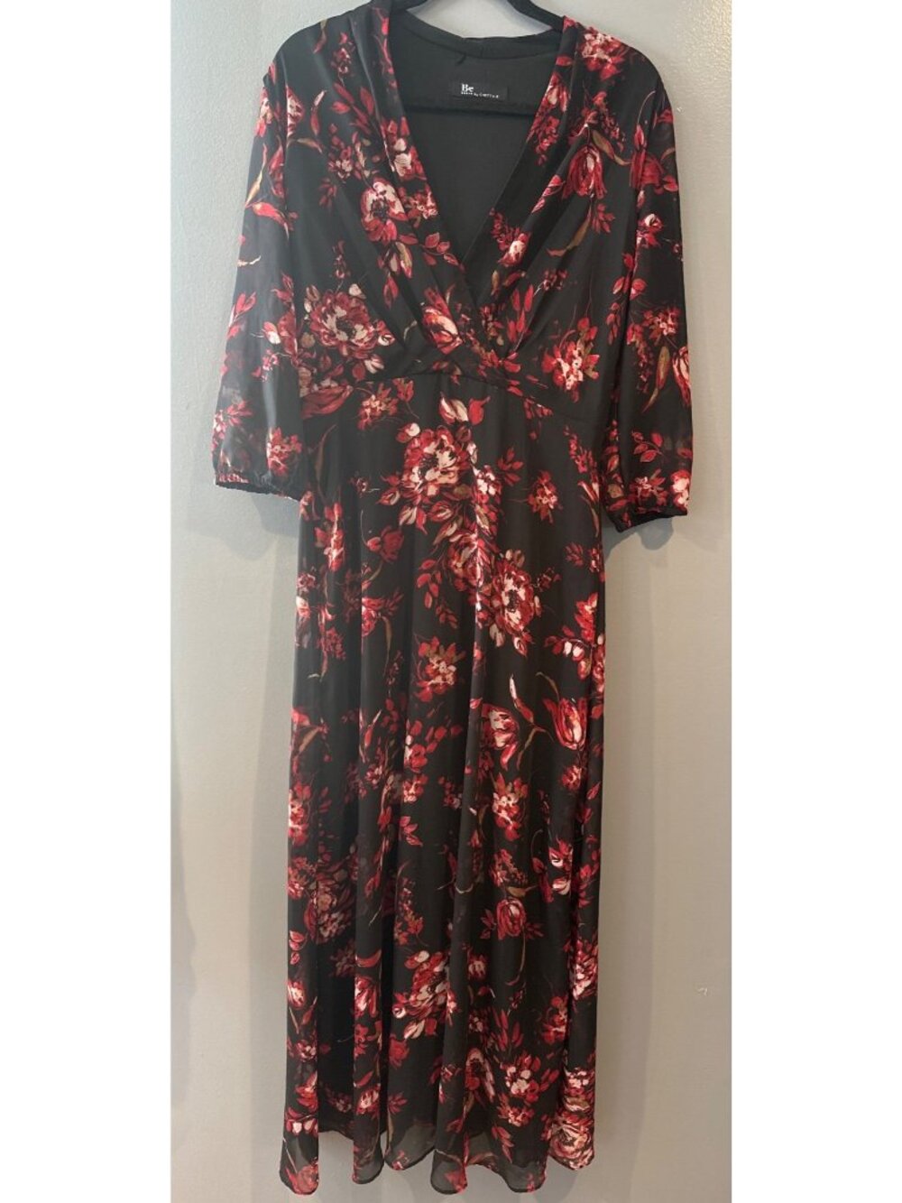 Black Red Floral Sheer Maxi Dress Size 8 Romantic Dark Fairy Valentine’s Gothic